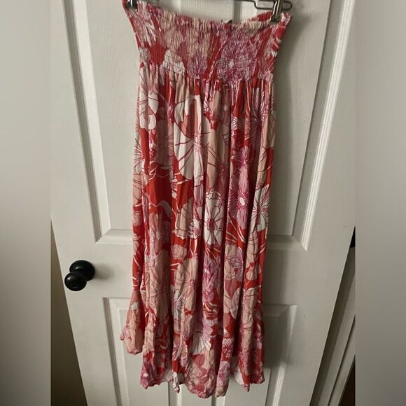 C & C CALIFORNIA High Waist Button Front Ruffle Hem Floral Gypsy Maxi Skirt Sz M - Picture 4 of 6